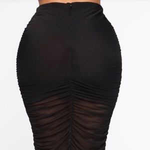 Black Ruched Pencil Skirt